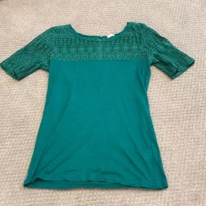 JCrew shortsleeved with lace tee